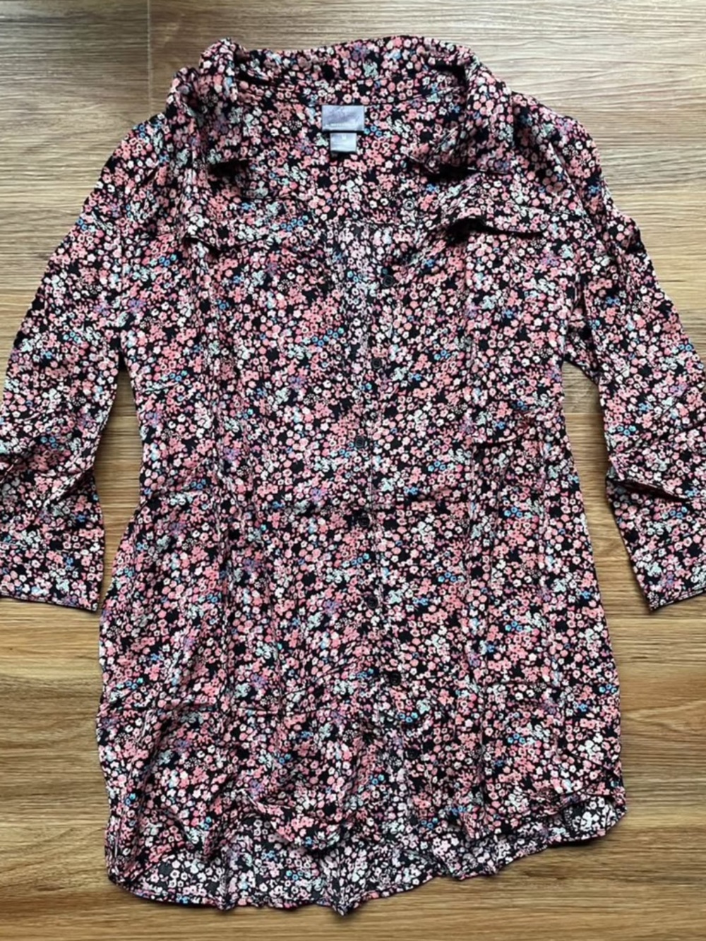 Floral Button-Front Maternity Blouse